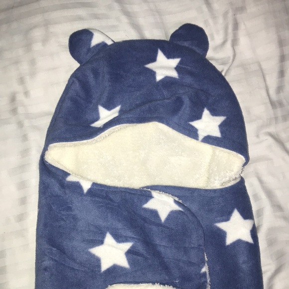 Baby fleece blue with starts swaddle with ears - Picture 3 of 6